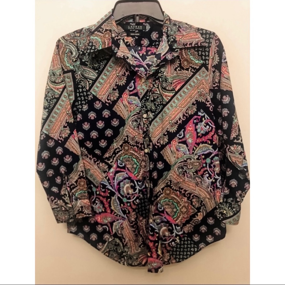 NWOT Ralph Lauren 3/4 Sleeve Paisley Button Down